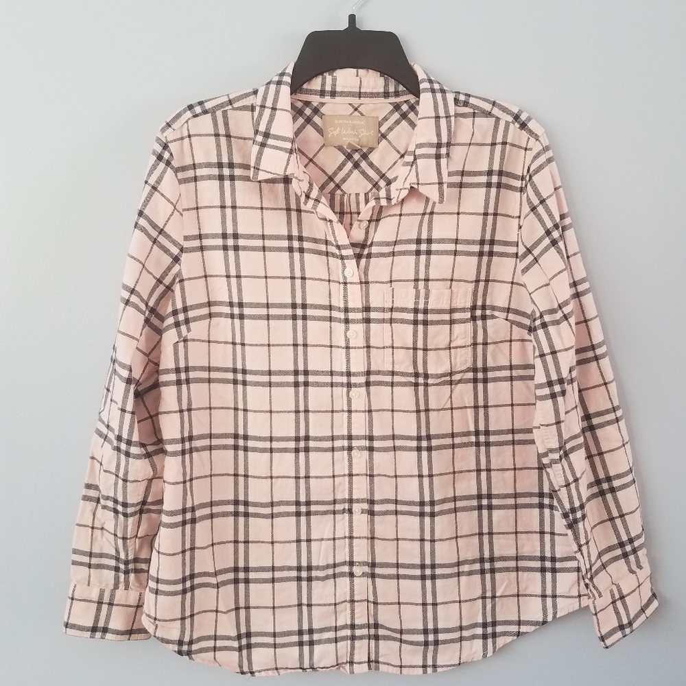 Banana Republic Pink & Black Plaid Shirt - PL